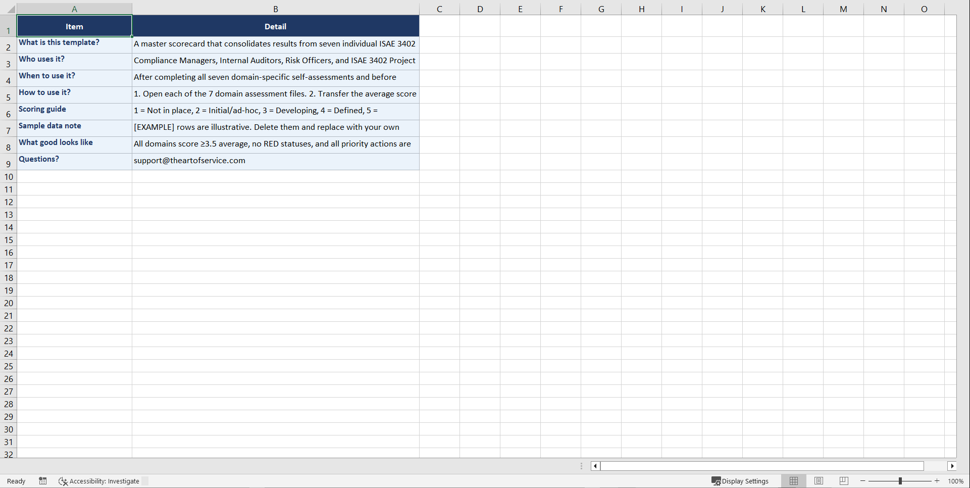 ISAE 3402 Service Organization Controls Playbook (Excel template (XLSX)) Preview Image