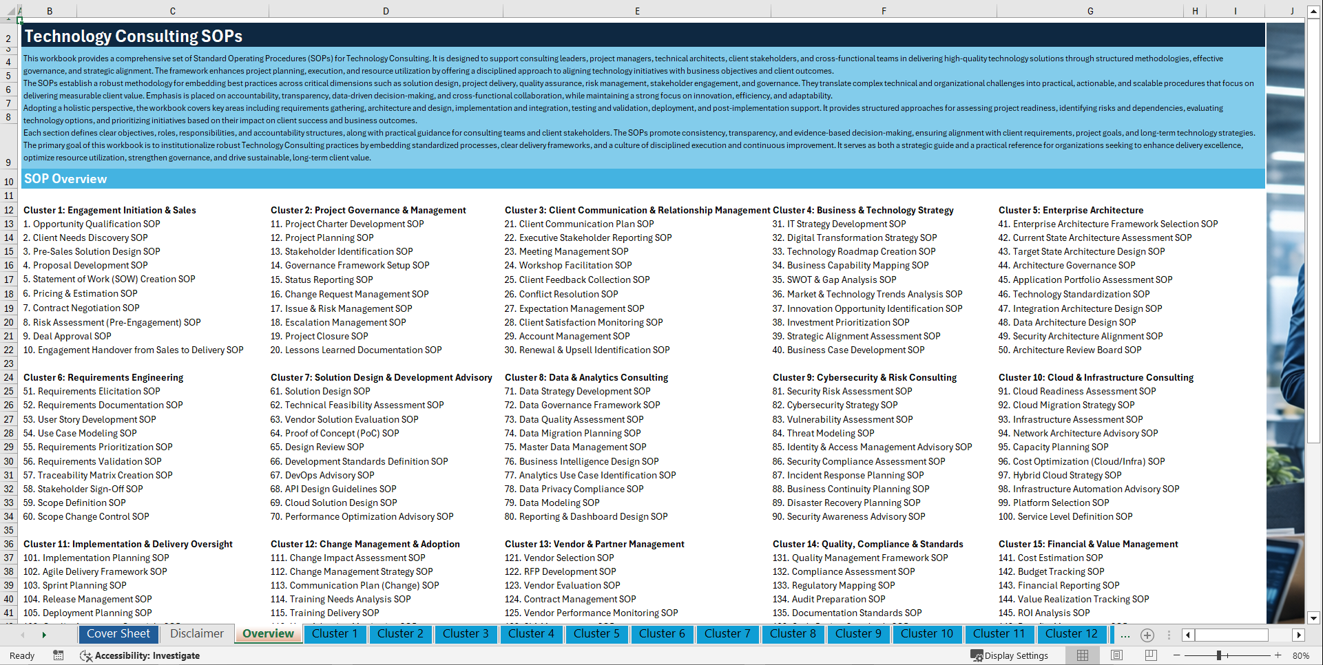 100+ Technology Consulting SOPs (Excel template (XLSX)) Preview Image