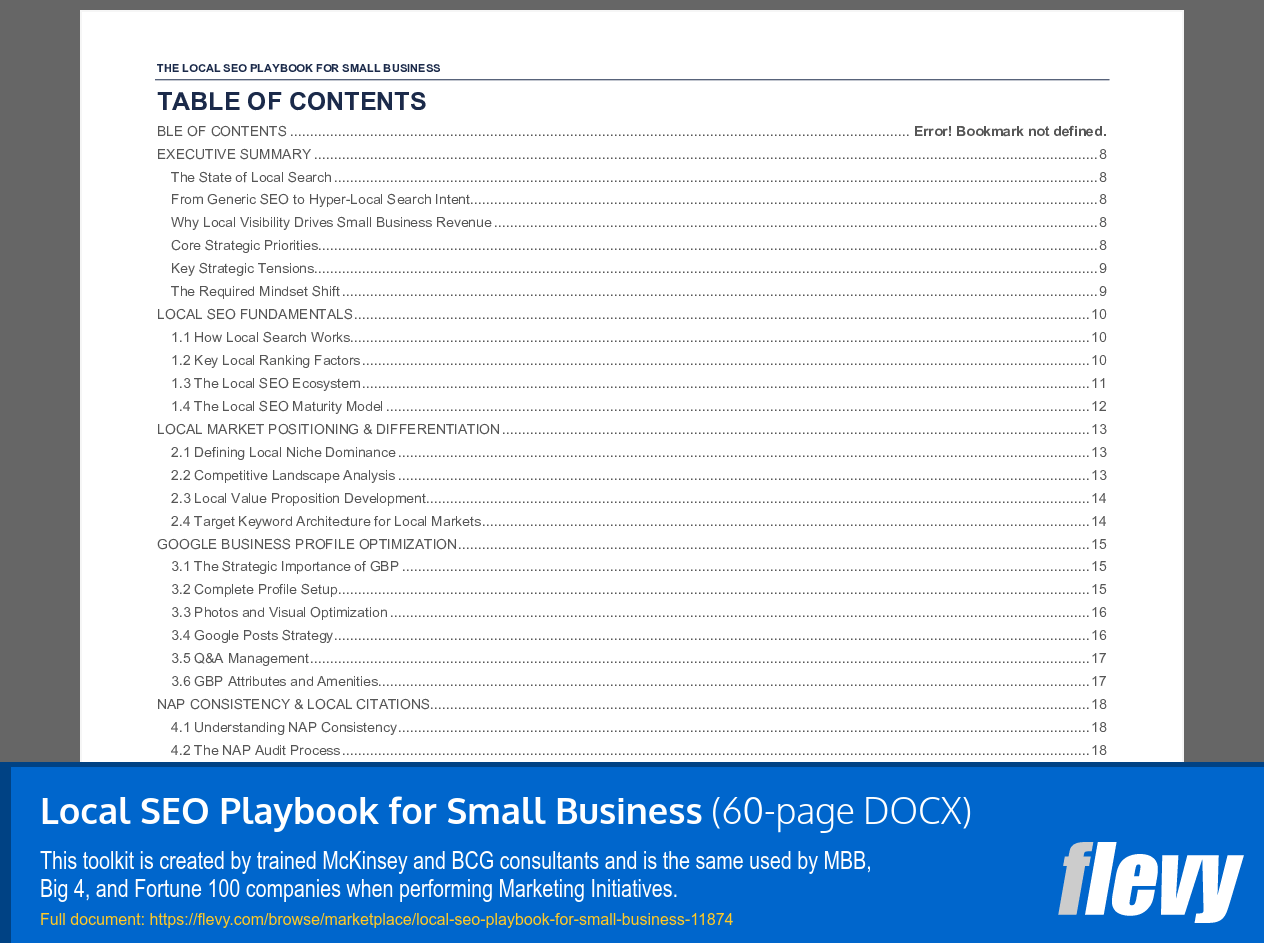Local SEO Playbook for Small Business (60-page Word document) Preview Image