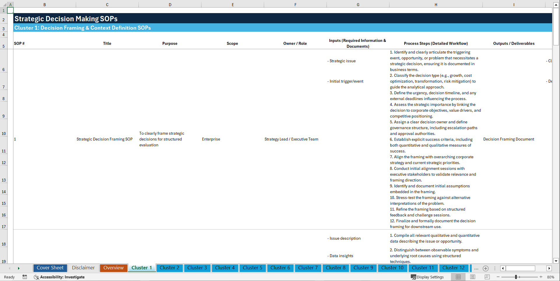 100+ Strategic Decision Making SOPs (Excel template (XLSX)) Preview Image