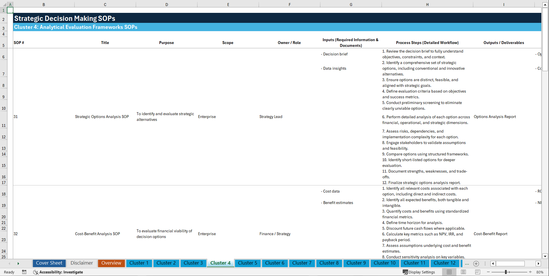 100+ Strategic Decision Making SOPs (Excel template (XLSX)) Preview Image