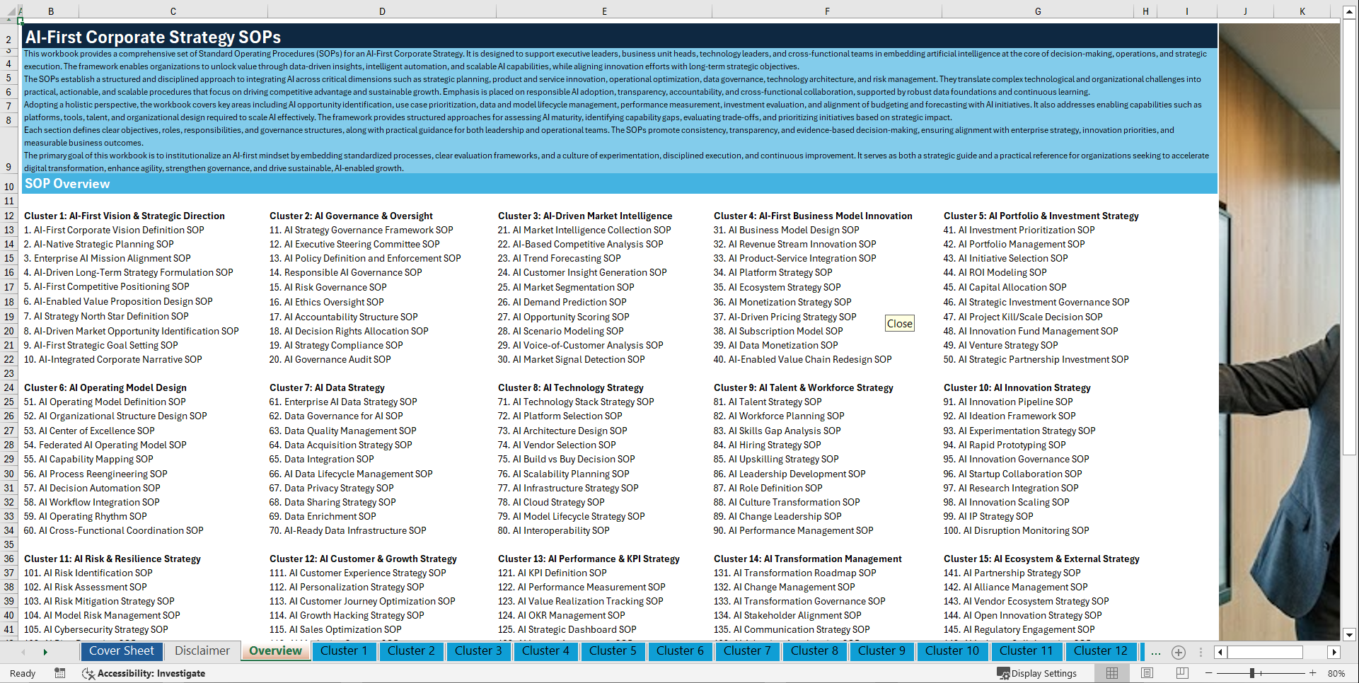 100+ AI-First Corporate Strategy SOPs (Excel template (XLSX)) Preview Image