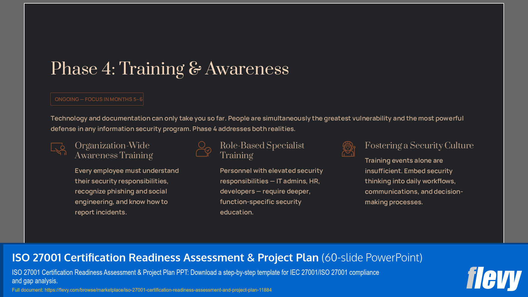 ISO 27001 Certification Readiness Assessment & Project Plan (60-slide PPT PowerPoint presentation template (PPTX)) Preview Image