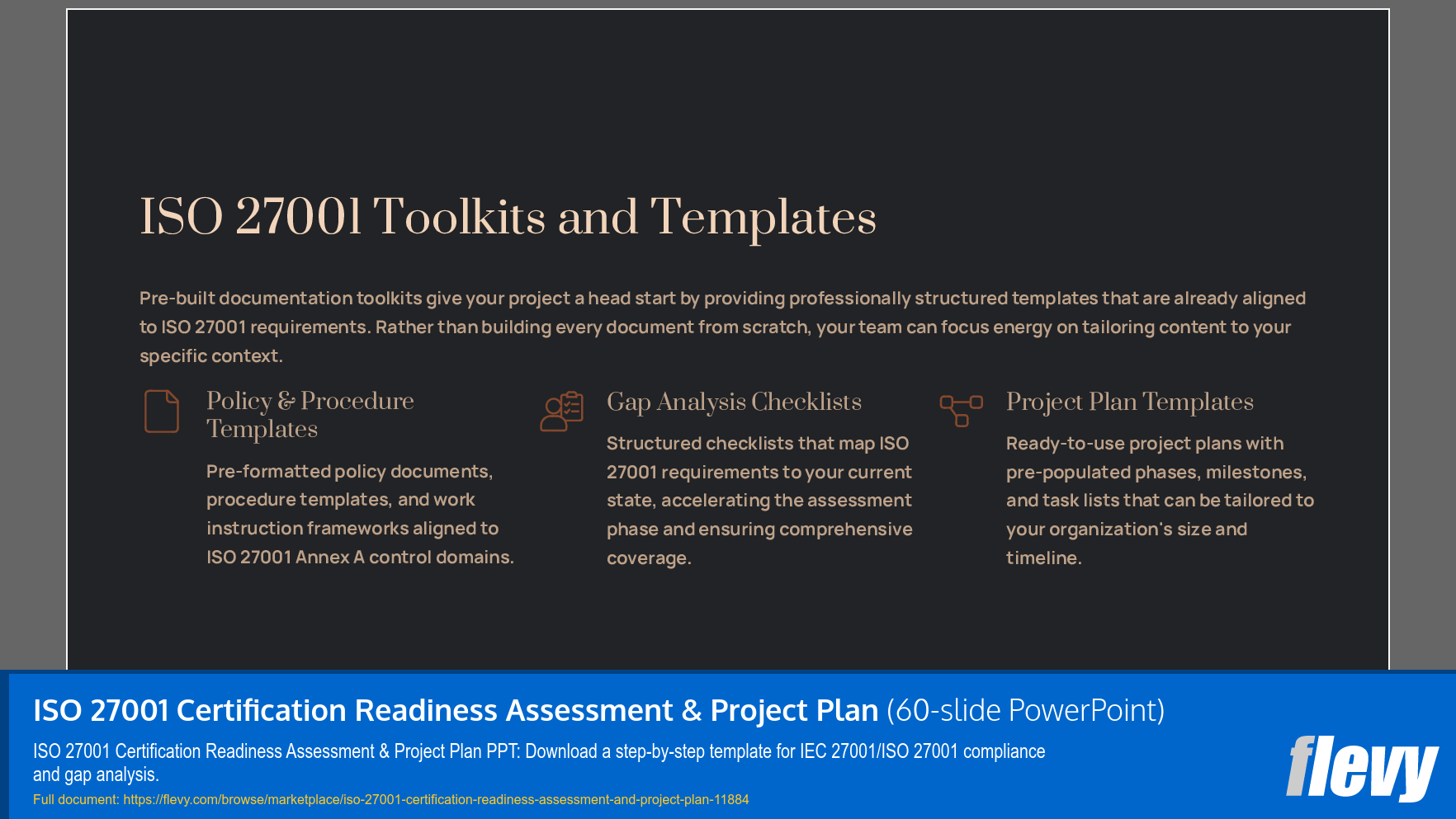 ISO 27001 Certification Readiness Assessment & Project Plan (60-slide PPT PowerPoint presentation template (PPTX)) Preview Image