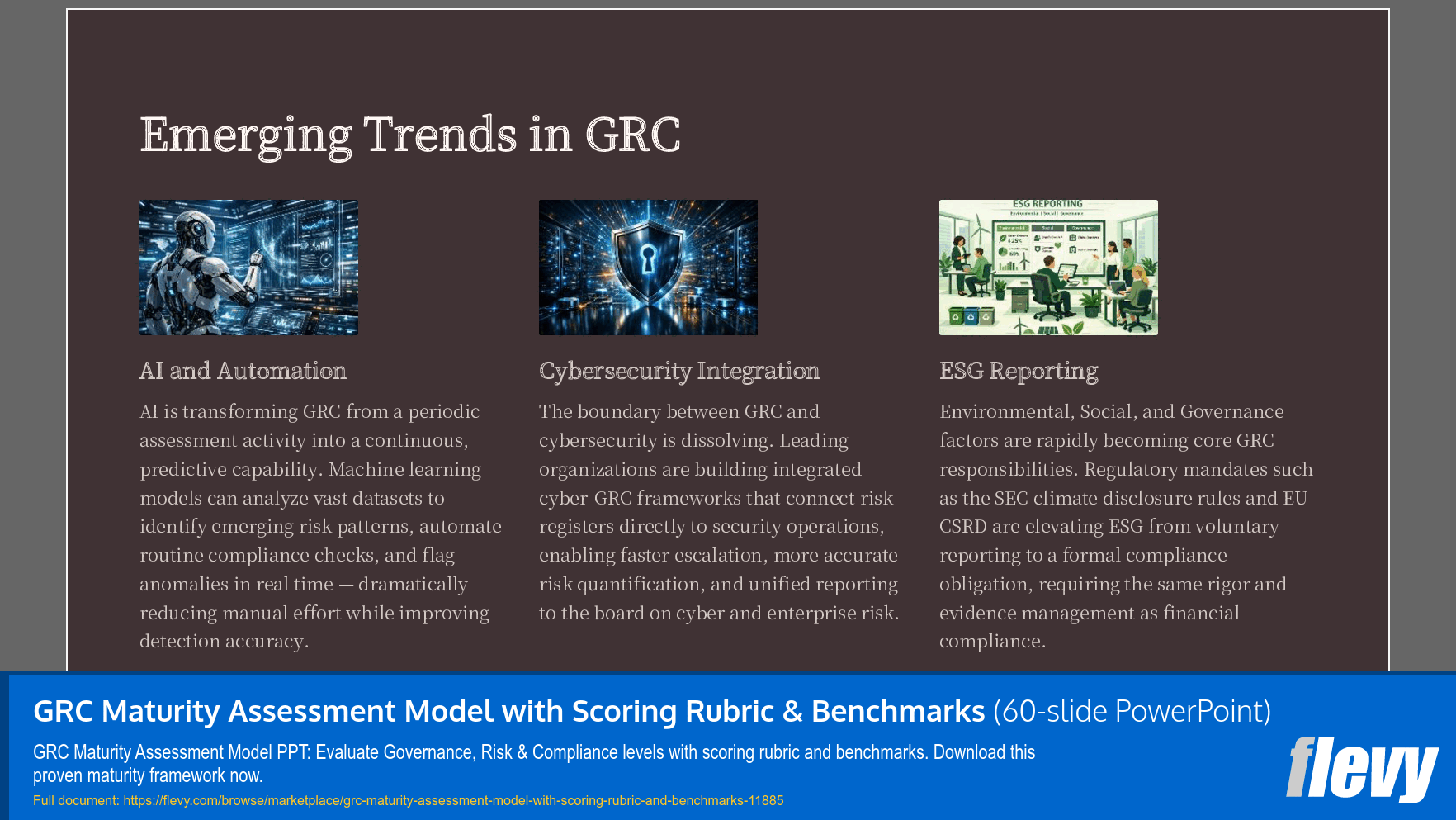 GRC Maturity Assessment Model with Scoring Rubric & Benchmarks (60-slide PPT PowerPoint presentation template (PPTX)) Preview Image