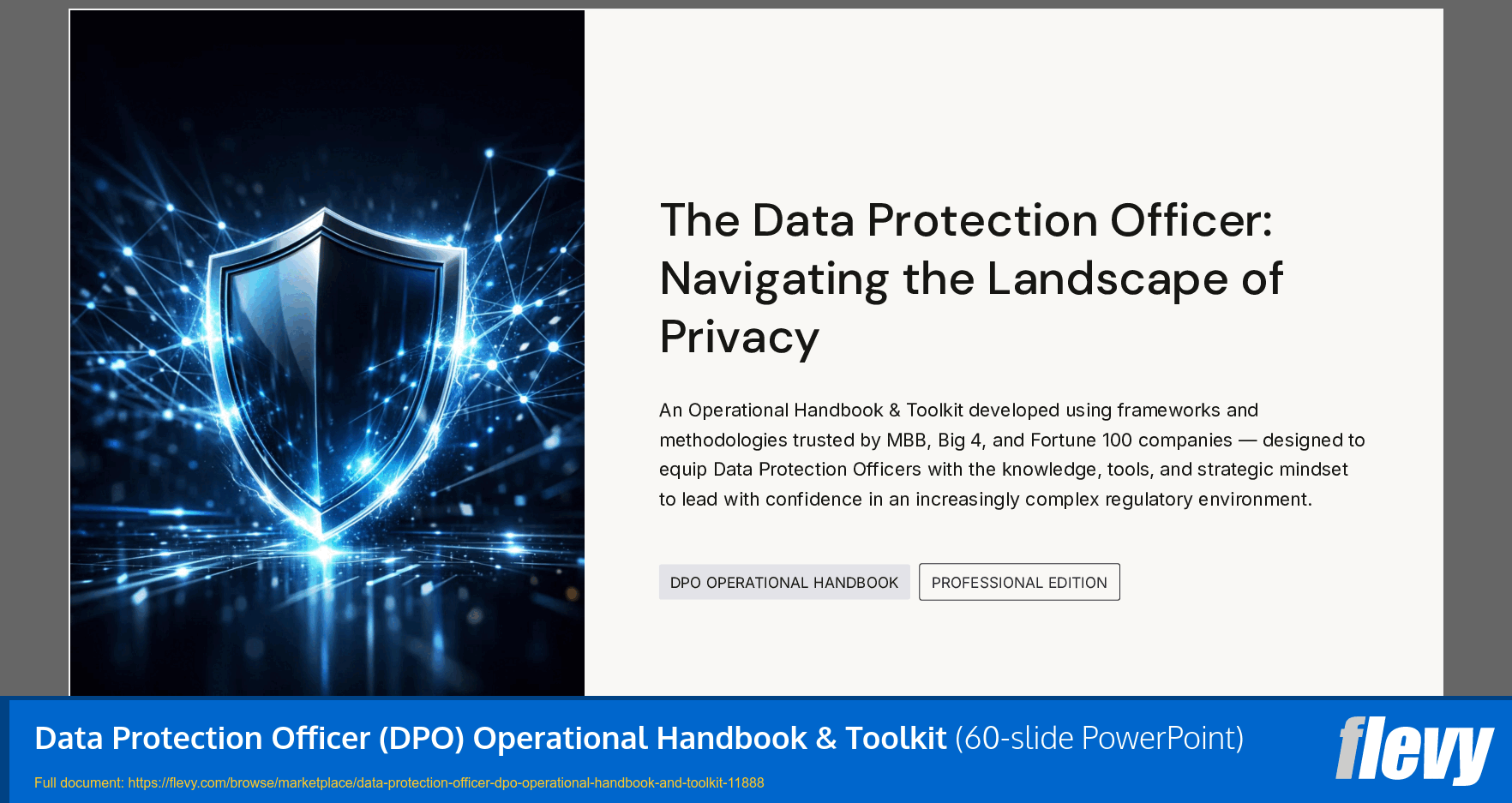 Data Protection Officer (DPO) Operational Handbook & Toolkit (60-slide PPT PowerPoint presentation template (PPTX)) Preview Image