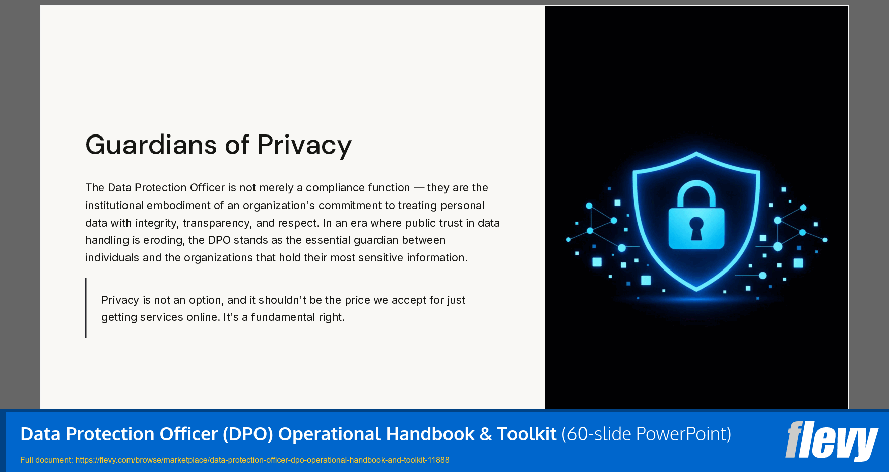 Data Protection Officer (DPO) Operational Handbook & Toolkit (60-slide PPT PowerPoint presentation template (PPTX)) Preview Image