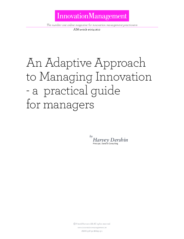 Adaptive Approach to Managing Innovation - A Practical Guide for Managers