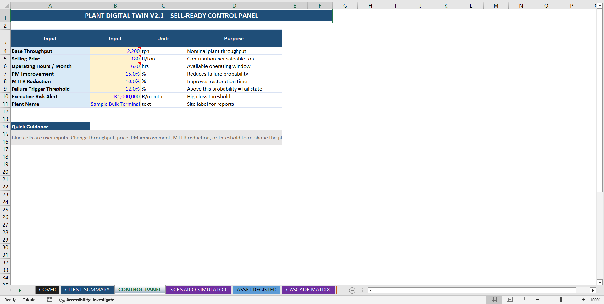 AI-Powered Plant Reliability & Loss Prediction System (Excel template (XLSX)) Preview Image