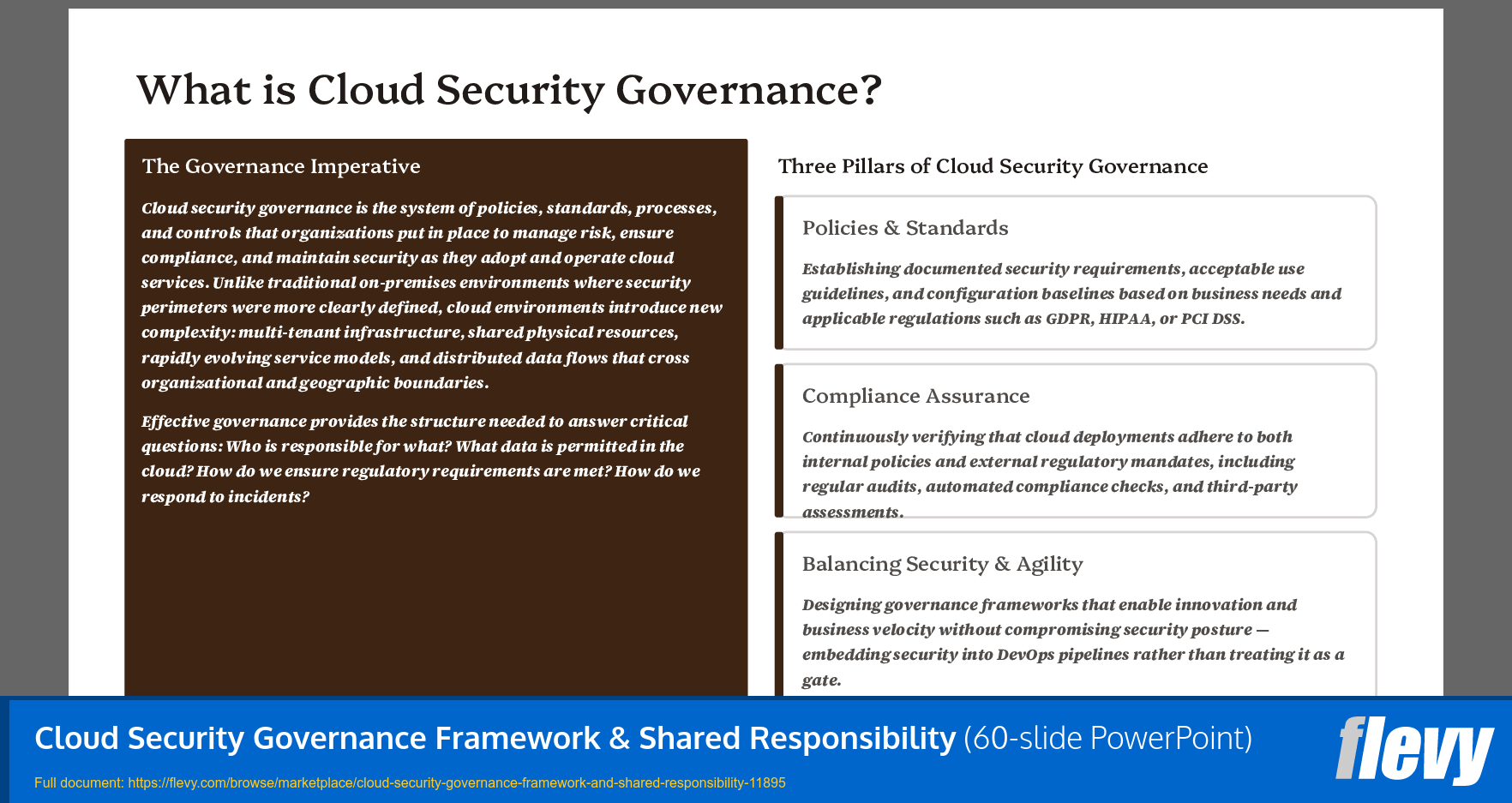 Cloud Security Governance Framework & Shared Responsibility (60-slide PPT PowerPoint presentation template (PPTX)) Preview Image