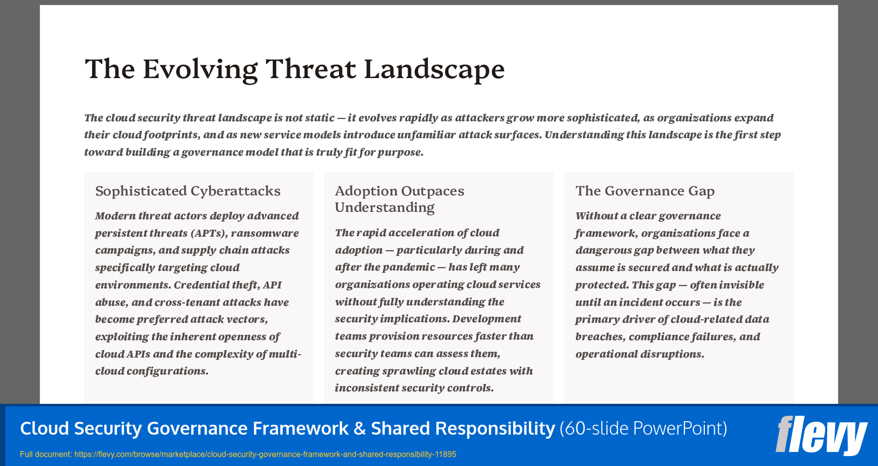 Cloud Security Governance Framework & Shared Responsibility (60-slide PPT PowerPoint presentation template (PPTX)) Preview Image