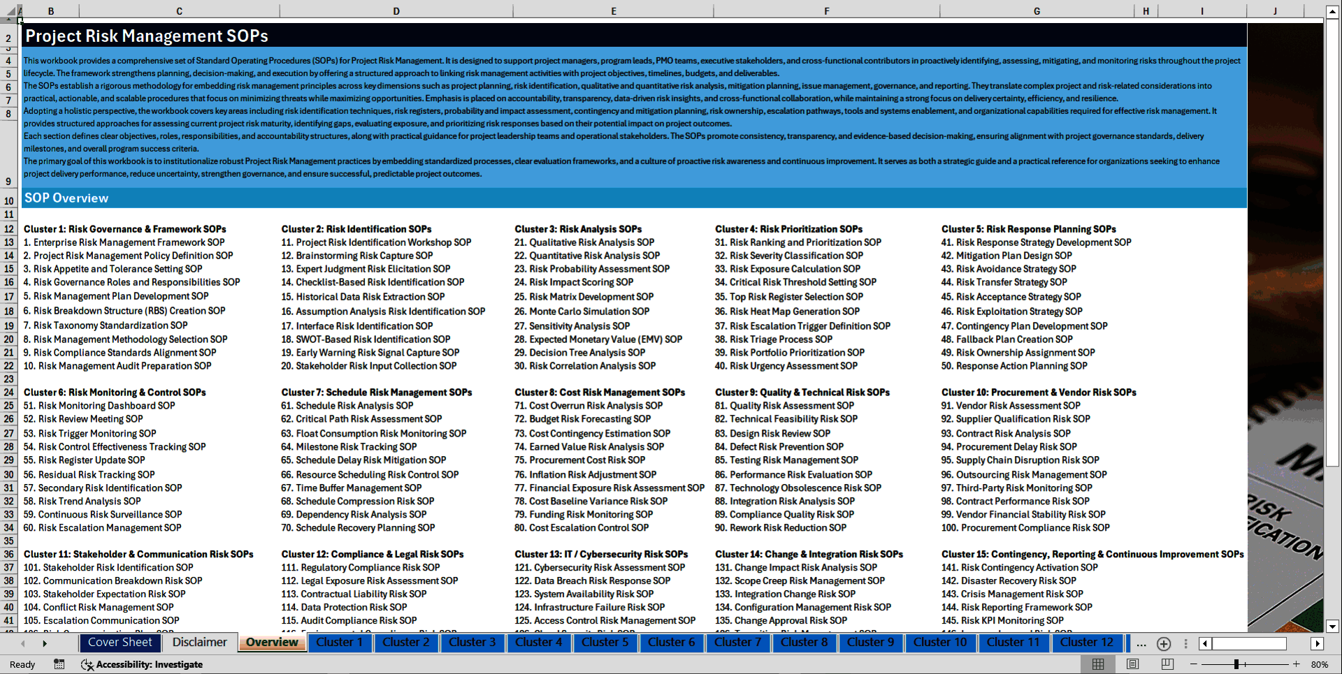 100+ Project Risk Management SOPs (Excel template (XLSX)) Preview Image