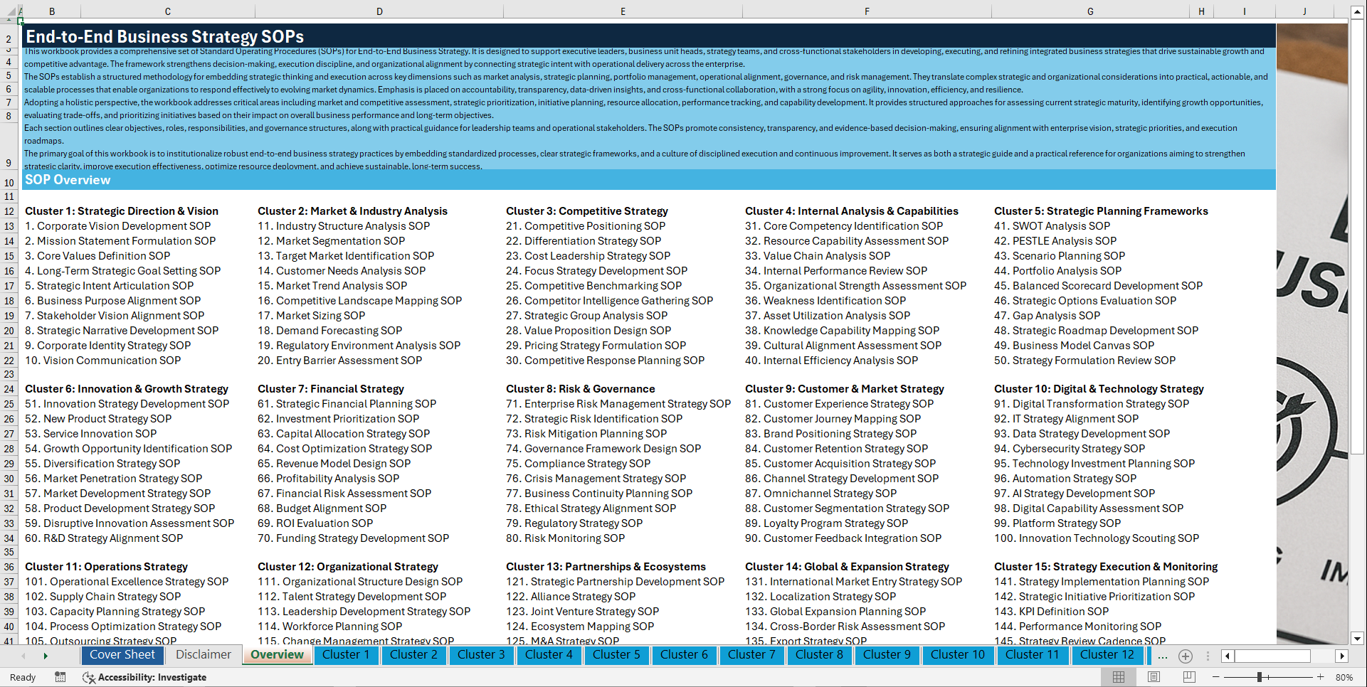 100+ End-to-End Business Strategy SOPs (Excel template (XLSX)) Preview Image
