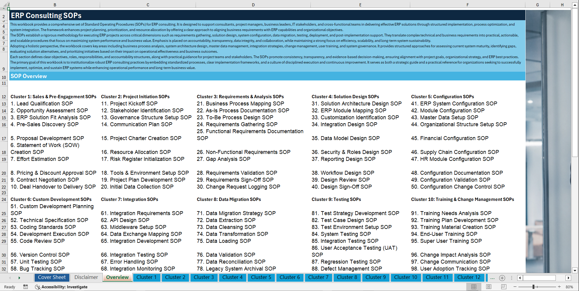 100+ Enterprise Resource Planning (ERP) Consulting SOPs (Excel template (XLSX)) Preview Image