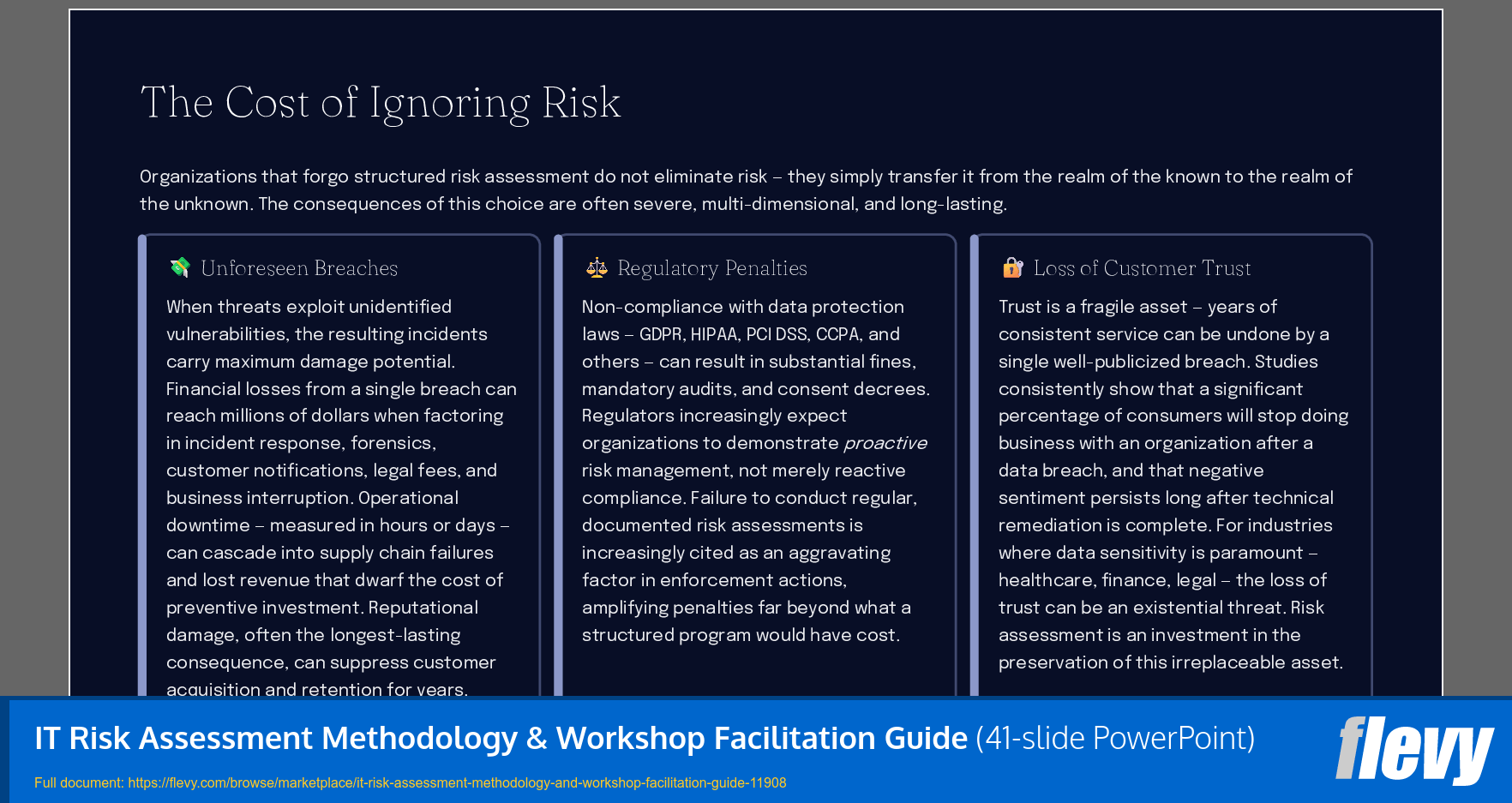 IT Risk Assessment Methodology & Workshop Facilitation Guide (41-slide PPT PowerPoint presentation template (PPTX)) Preview Image
