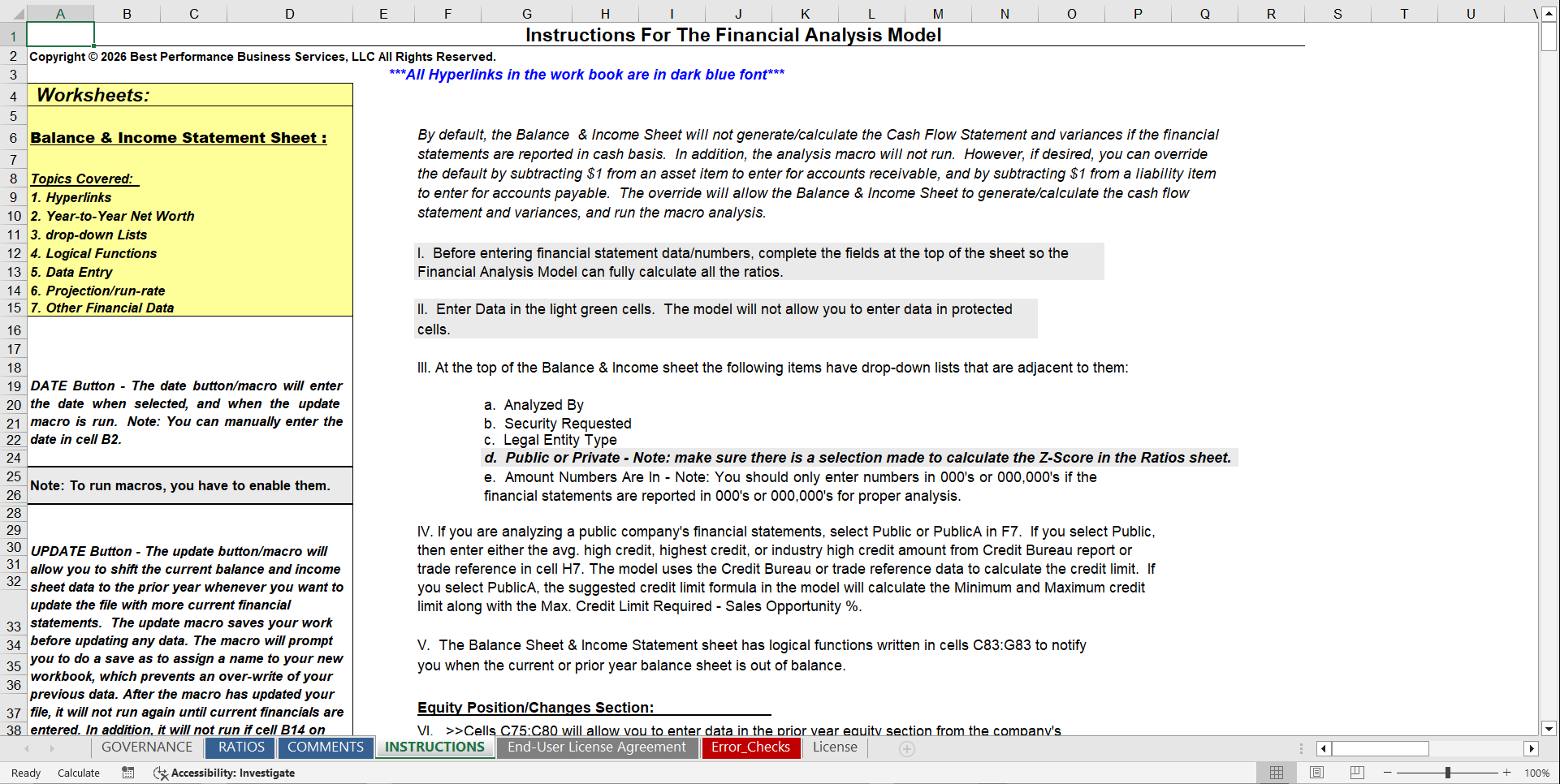 Financial and Credit Analysis Model | FAMC Pro (Excel template (XLSM)) Preview Image