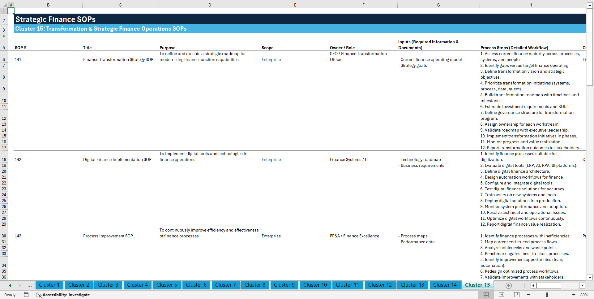 100+ Strategic Finance SOPs (Excel template (XLSX)) Preview Image