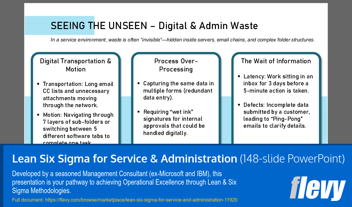 Lean Six Sigma for Service & Administration (148-slide PPT PowerPoint presentation template (PPTX)) Preview Image