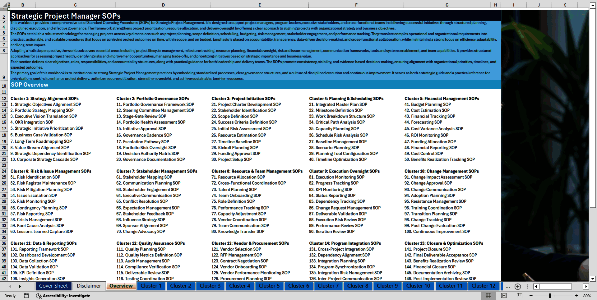 100+ Strategic Project Manager SOPs (Excel template (XLSX)) Preview Image