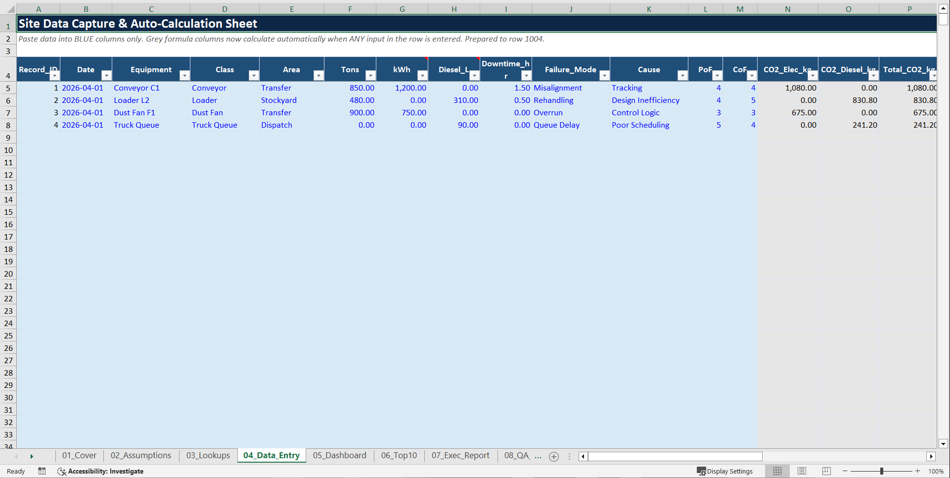 Bulk Terminal Carbon & Energy Dashboard Excel | CO2, Diesel (Excel template (XLSX)) Preview Image
