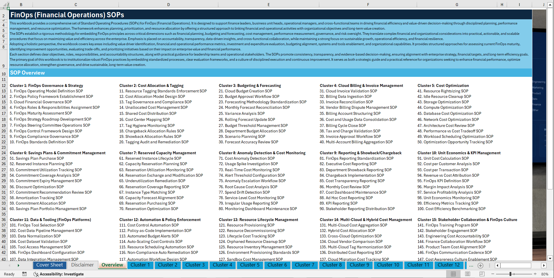 100+ FinOps (Financial Operations) SOPs (Excel template (XLSX)) Preview Image