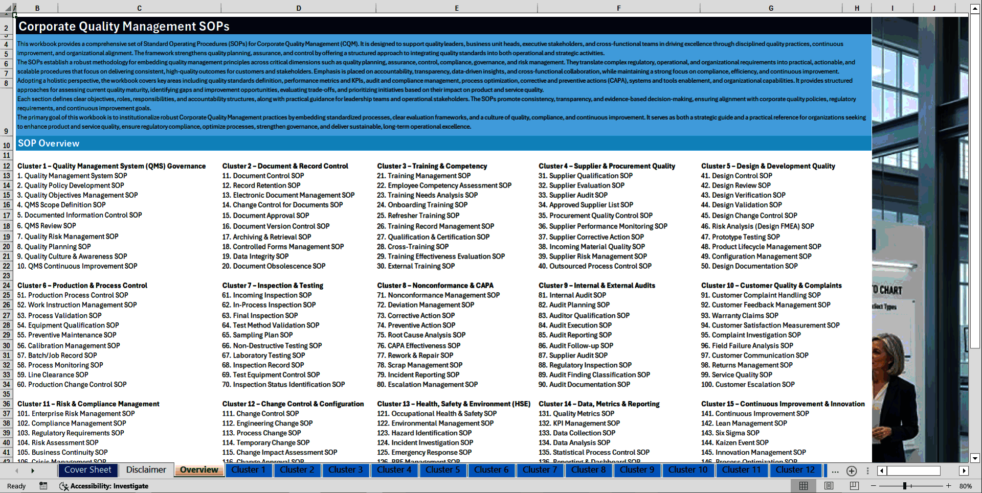 100+ Corporate Quality Management SOPs (Excel template (XLSX)) Preview Image
