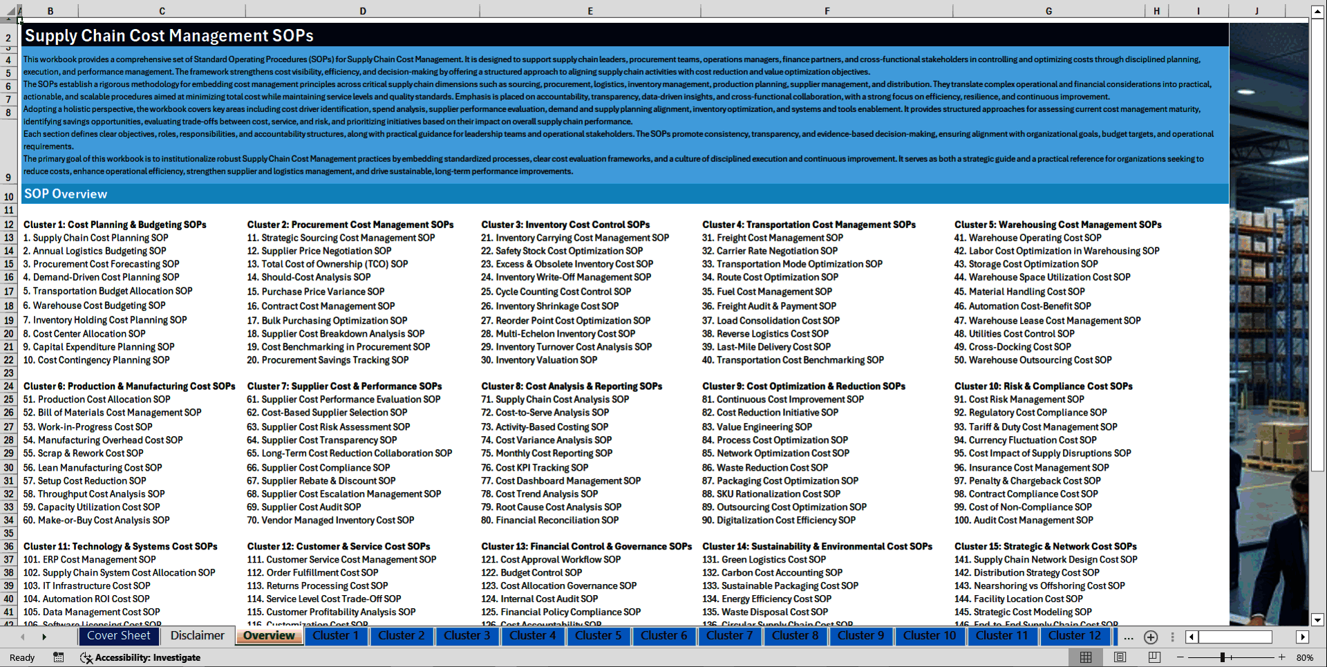 100+ Supply Chain Cost Management SOPs (Excel template (XLSX)) Preview Image