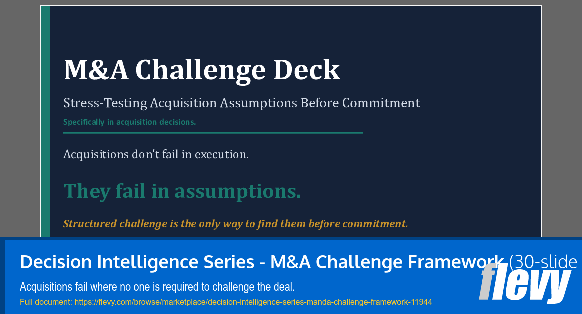 Decision Intelligence Series - M&A Challenge Framework (30-slide PPT PowerPoint presentation template (PPTX)) Preview Image