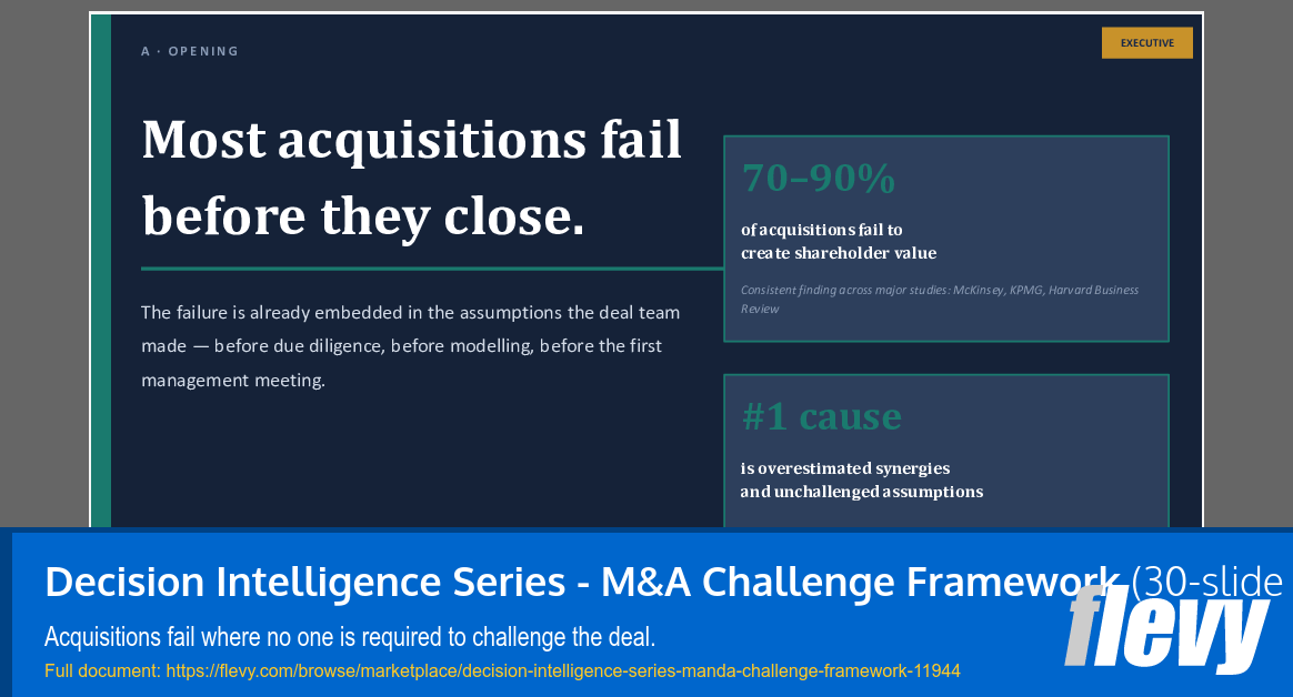 Decision Intelligence Series - M&A Challenge Framework (30-slide PPT PowerPoint presentation template (PPTX)) Preview Image