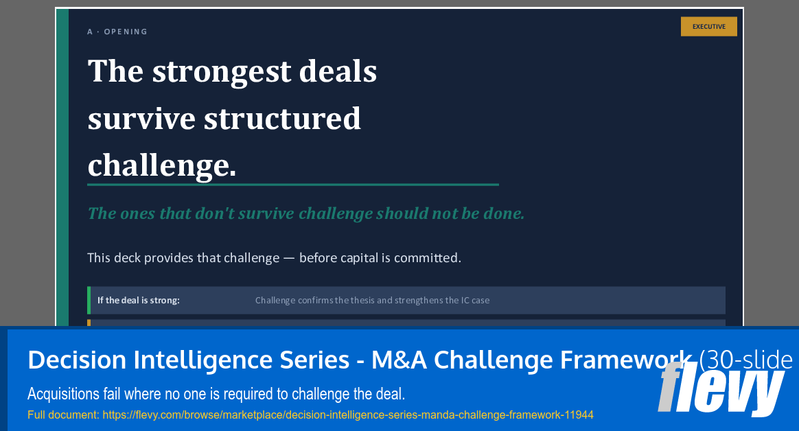 Decision Intelligence Series - M&A Challenge Framework (30-slide PPT PowerPoint presentation template (PPTX)) Preview Image