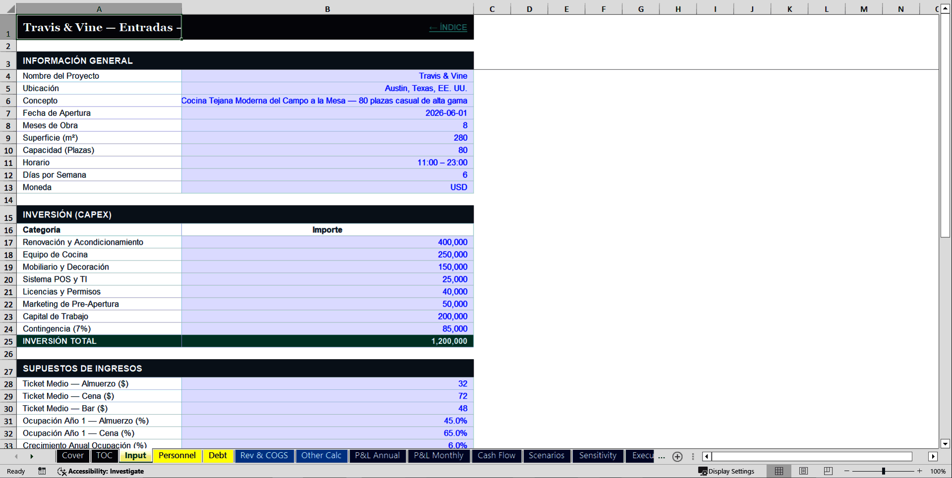 Pack de Viabilidad para Restaurante - Bancarizable (Excel template (XLSX)) Preview Image
