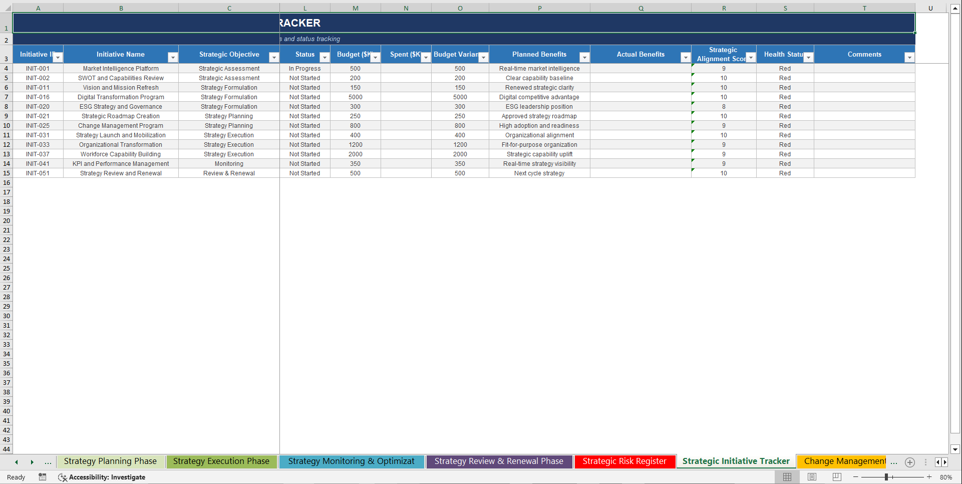 Ultimate Corporate Strategy Lifecycle To-Do Checklist System (Excel template (XLSX)) Preview Image