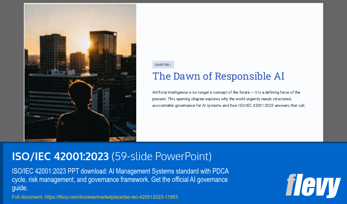 ISO/IEC 42001:2023 (59-slide PPT PowerPoint presentation template (PPTX)) Preview Image
