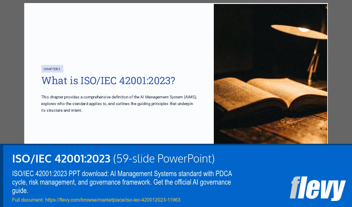 ISO/IEC 42001:2023 (59-slide PPT PowerPoint presentation template (PPTX)) Preview Image