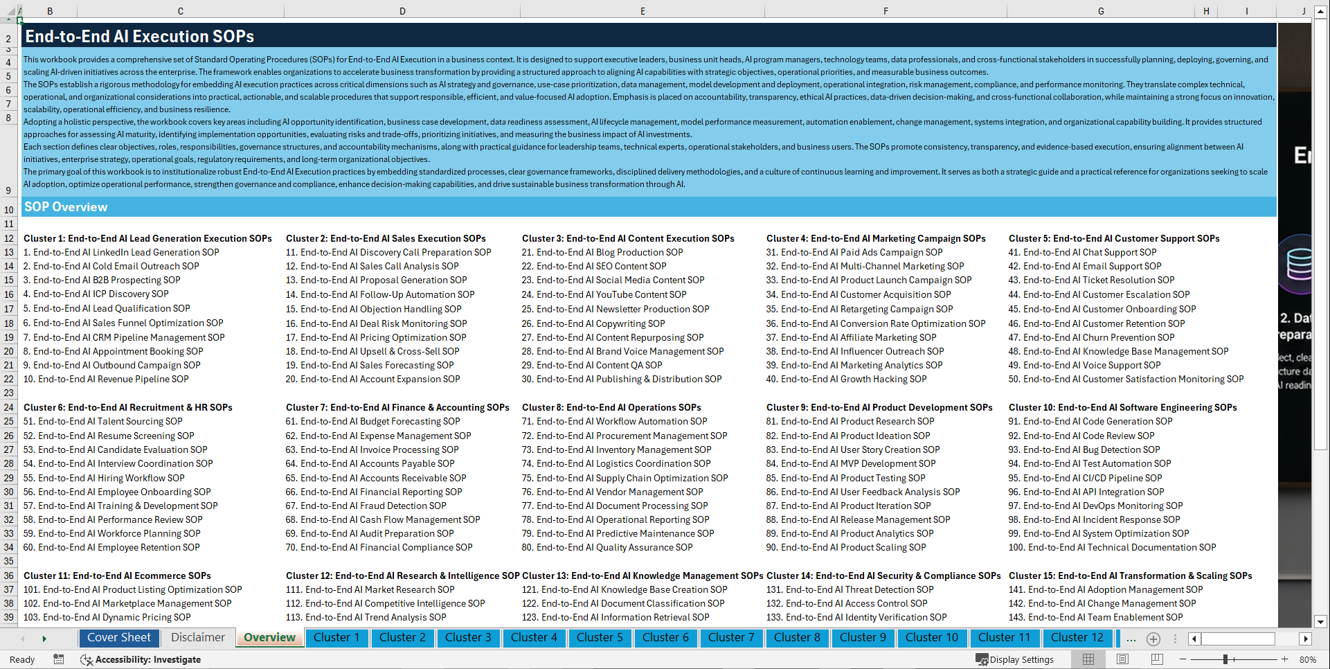 100+ End-to-End AI Execution SOPs (Excel template (XLSX)) Preview Image