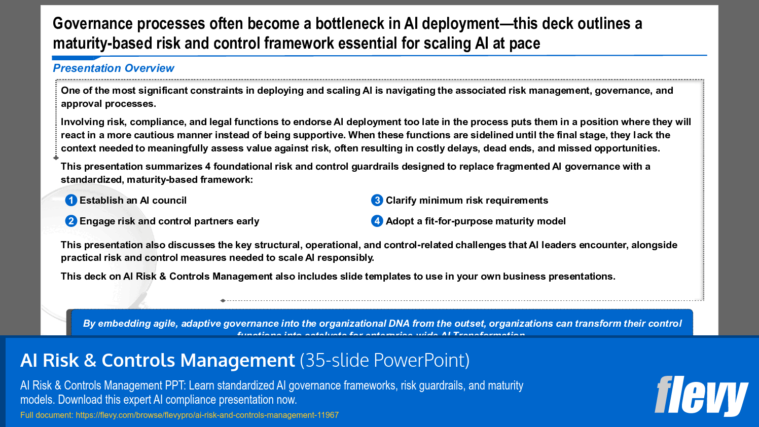 AI Risk & Controls Management (35-slide PPT PowerPoint presentation template (PPTX)) Preview Image