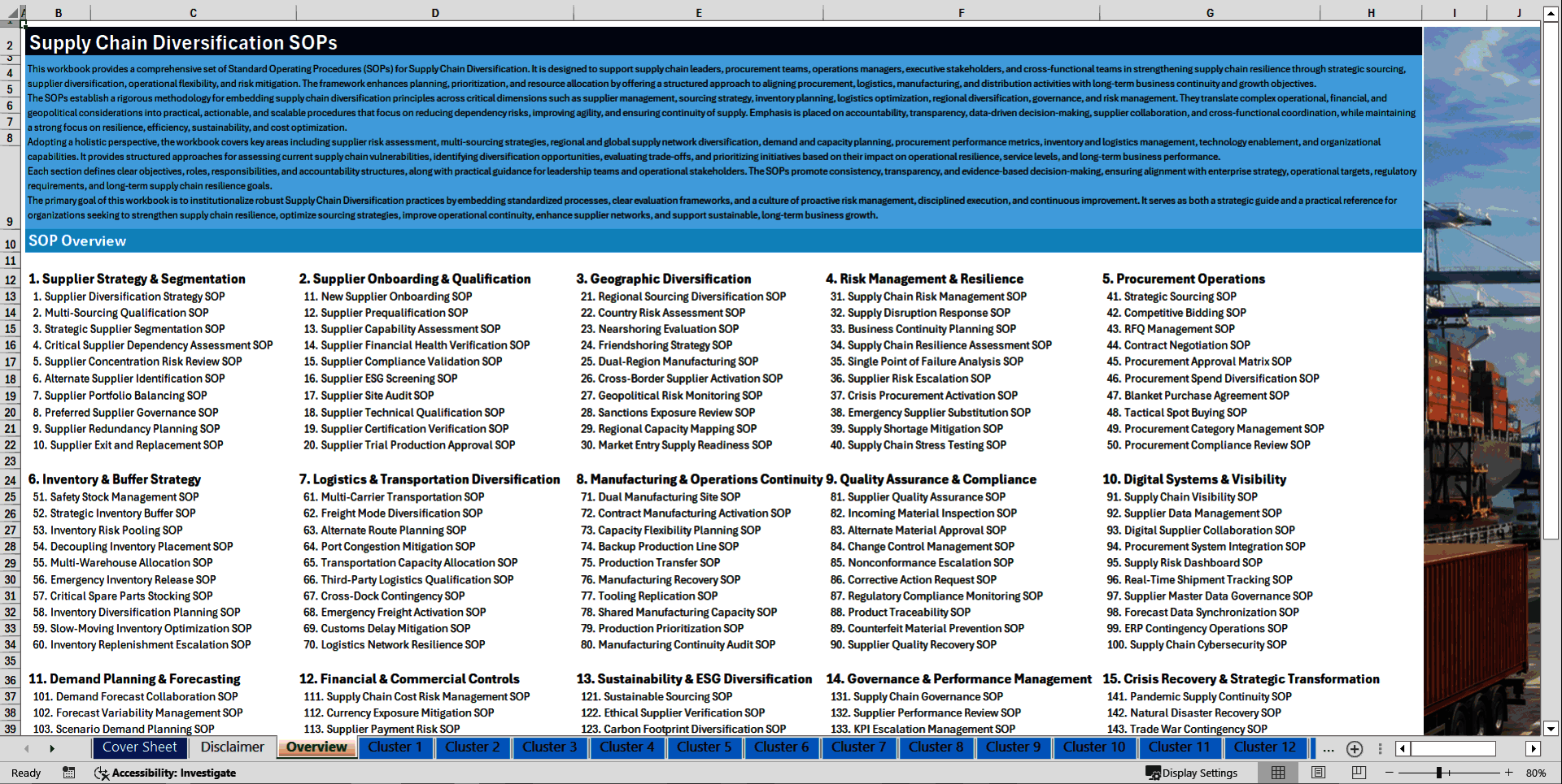 100+ Supply Chain Diversification SOPs (Excel template (XLSX)) Preview Image