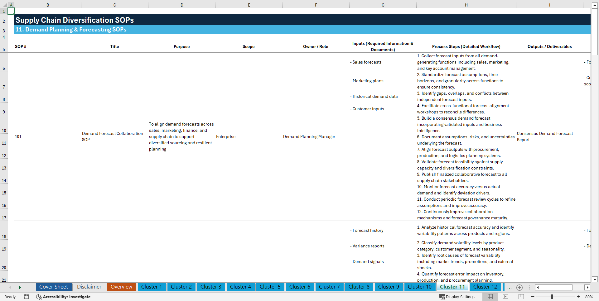 100+ Supply Chain Diversification SOPs (Excel template (XLSX)) Preview Image