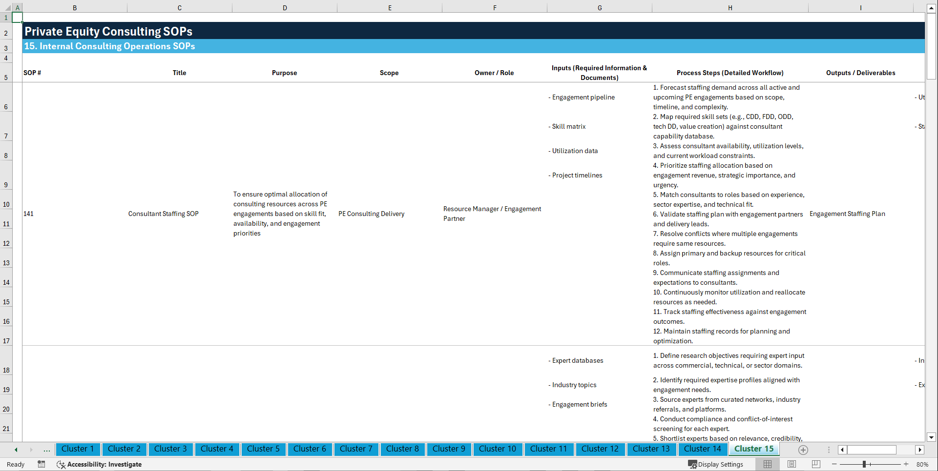 100+ Private Equity Consulting SOPs (Excel template (XLSX)) Preview Image