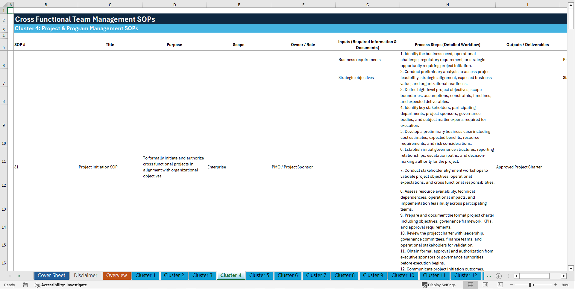 100+ Cross Functional Team Management SOPs (Excel template (XLSX)) Preview Image