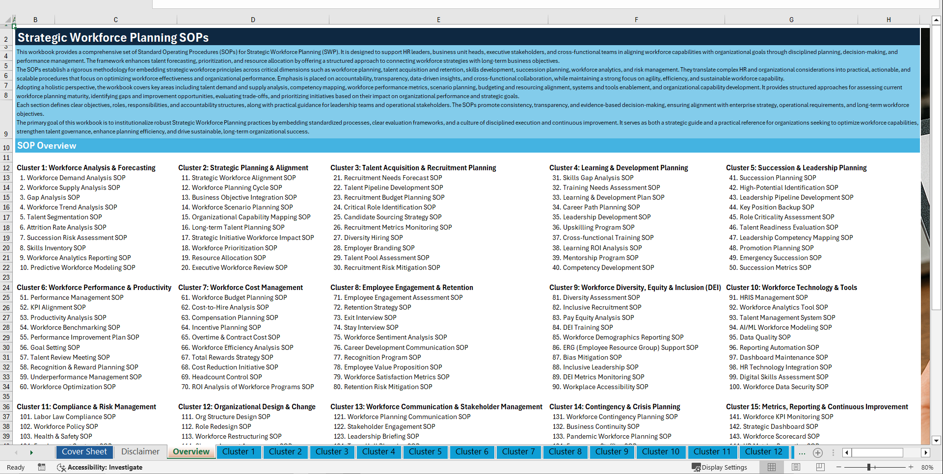 100+ Strategic Workforce Planning SOPs (Excel template (XLSX)) Preview Image