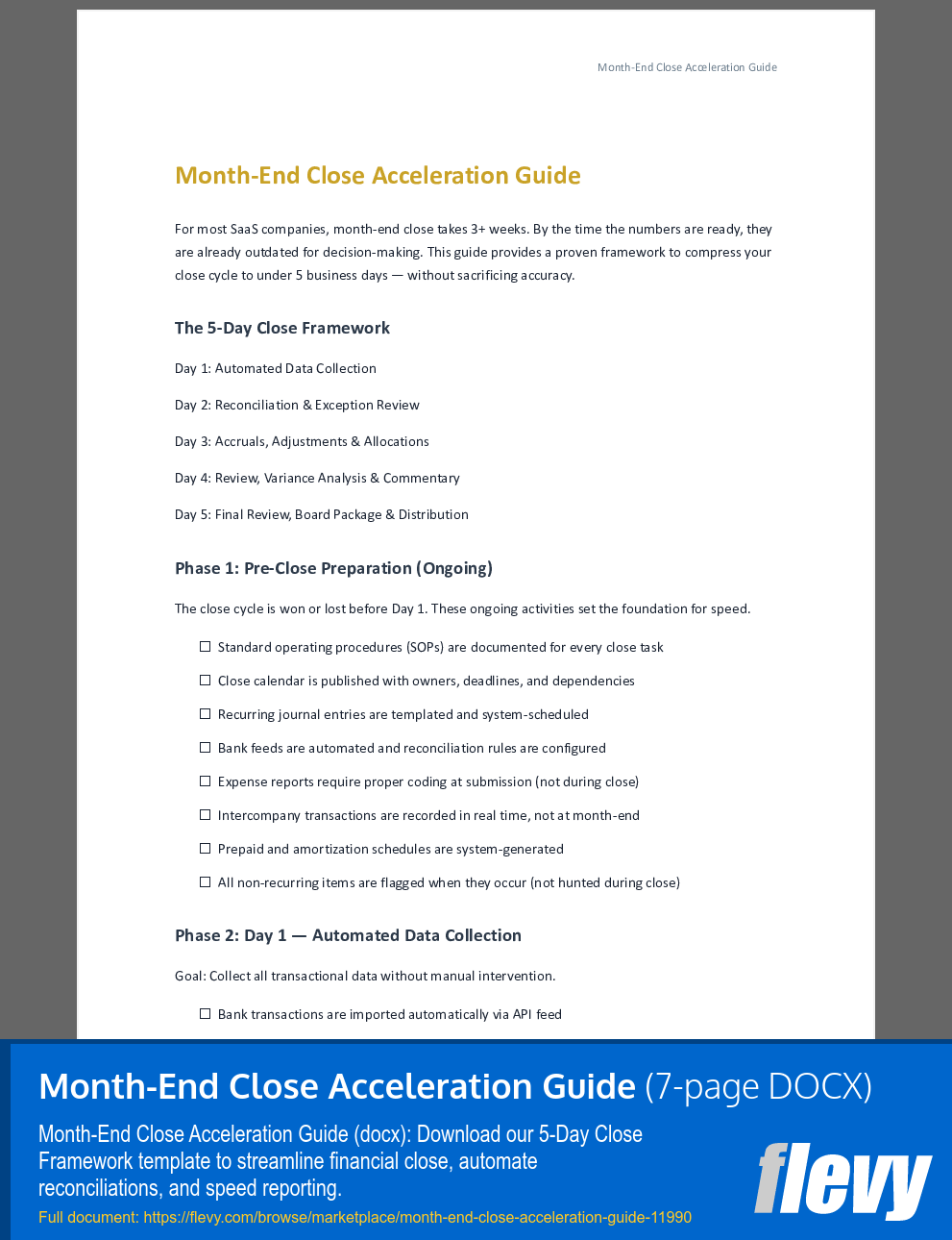 Month-End Close Acceleration Guide (7-page Word document) Preview Image