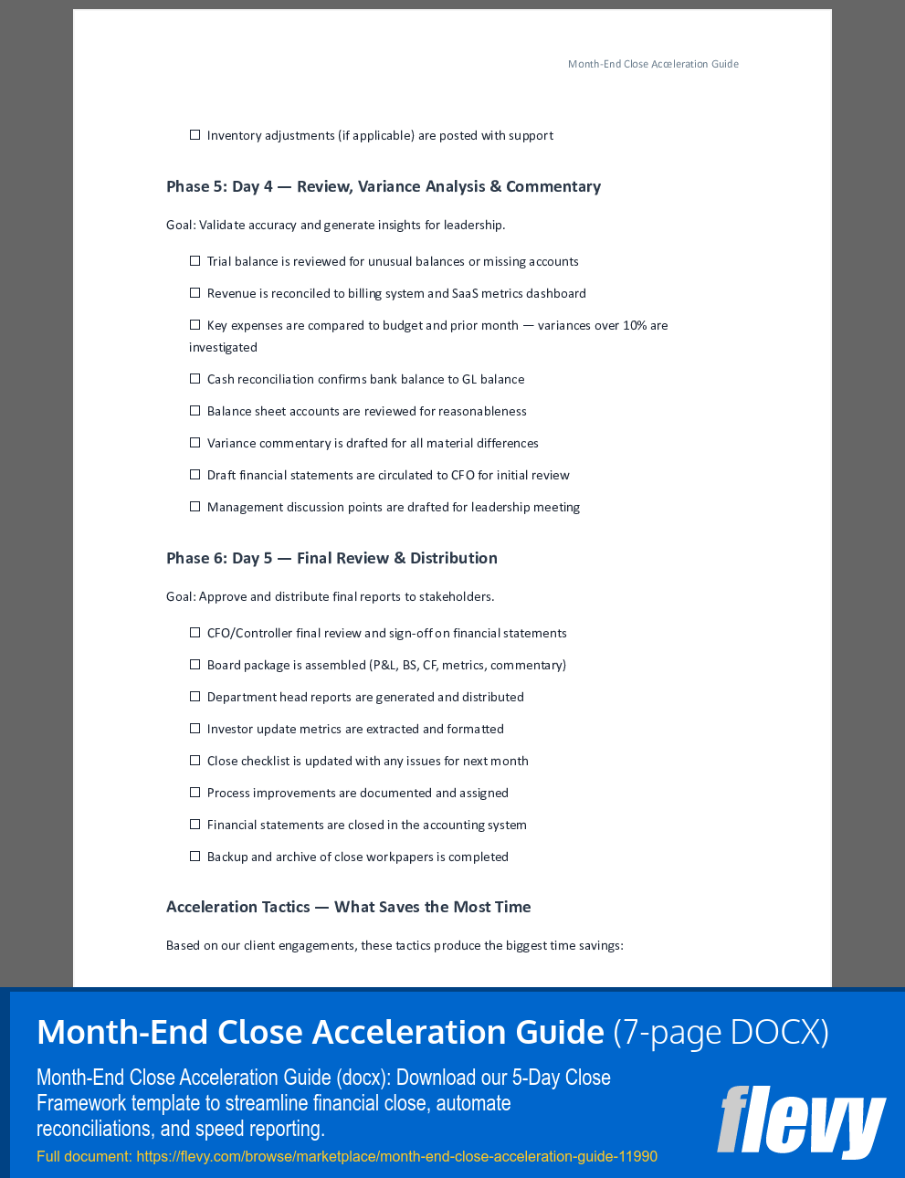 Month-End Close Acceleration Guide (7-page Word document) Preview Image