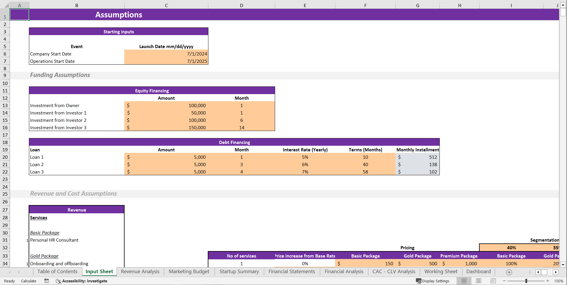 Recruitment Agency Financial Model Template (Excel template (XLSX)) Preview Image