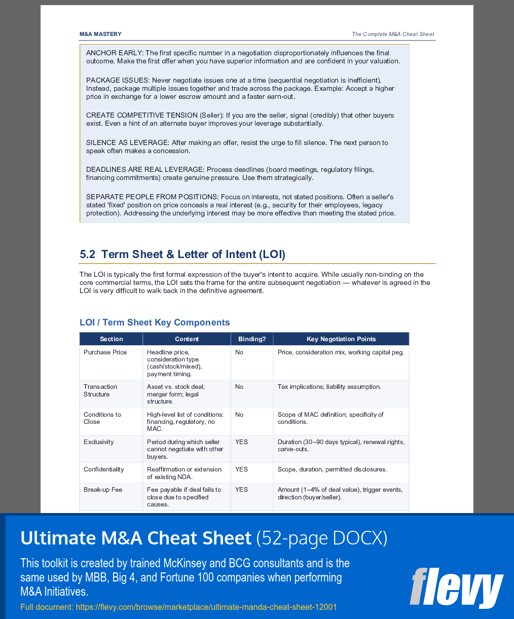 Ultimate M&A Cheat Sheet (52-page Word document) Preview Image