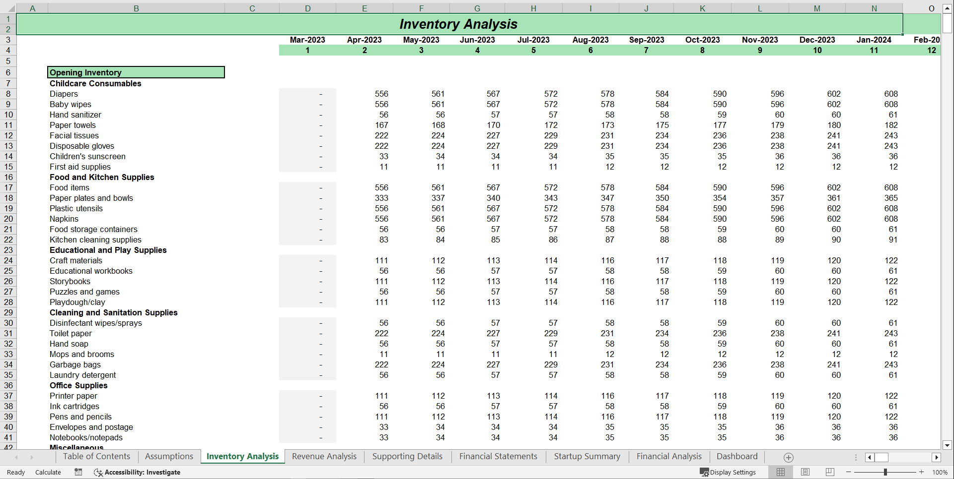 Day Care Center Financial Model Template (Excel template (XLSX)) Preview Image