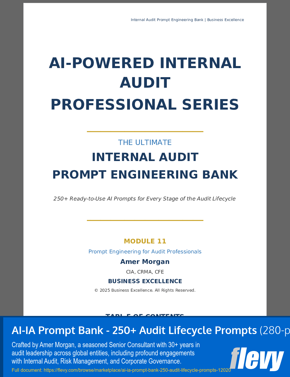 AI-IA Prompt Bank - 250+ Audit Lifecycle Prompts (280-page PDF document) Preview Image