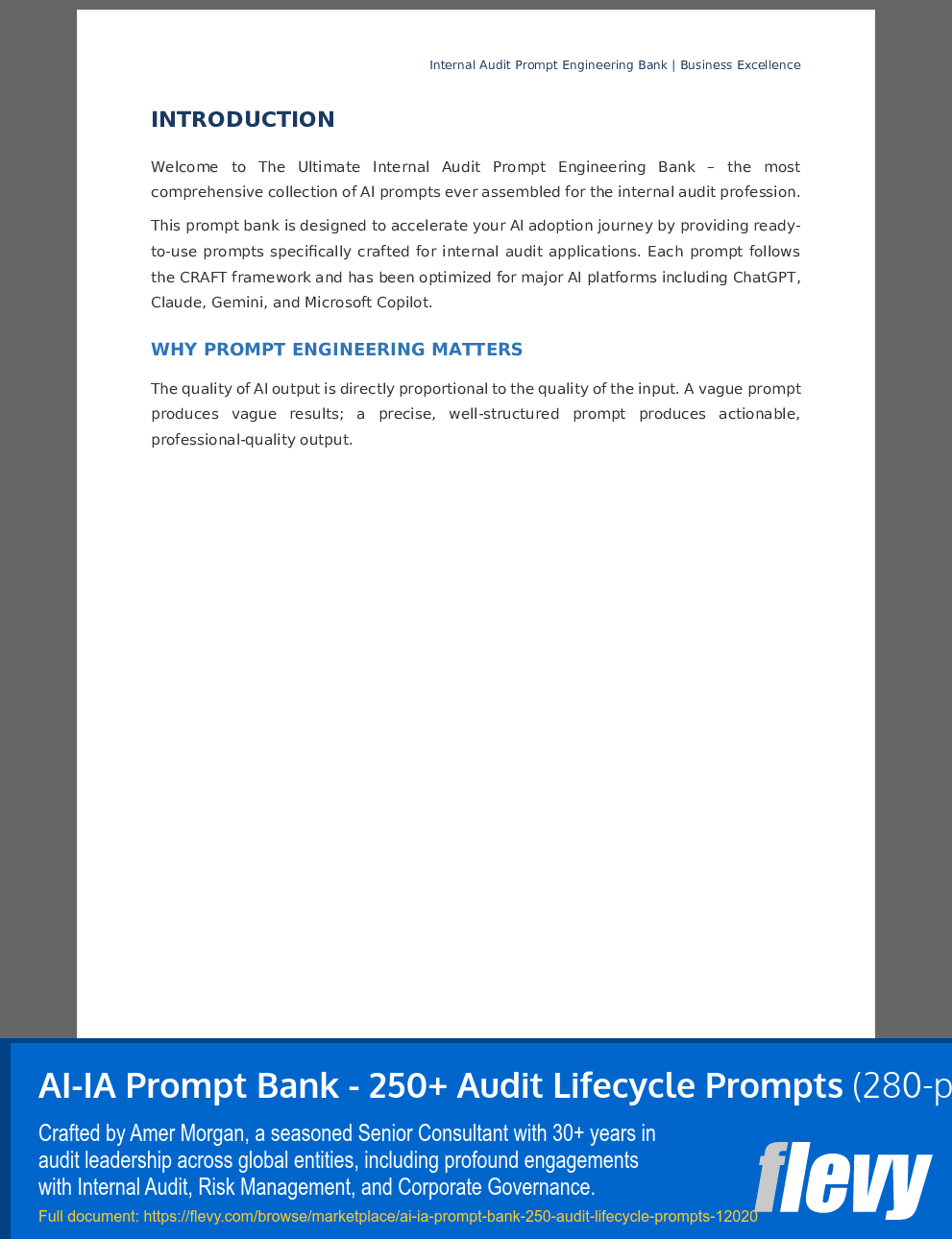 AI-IA Prompt Bank - 250+ Audit Lifecycle Prompts (280-page PDF document) Preview Image