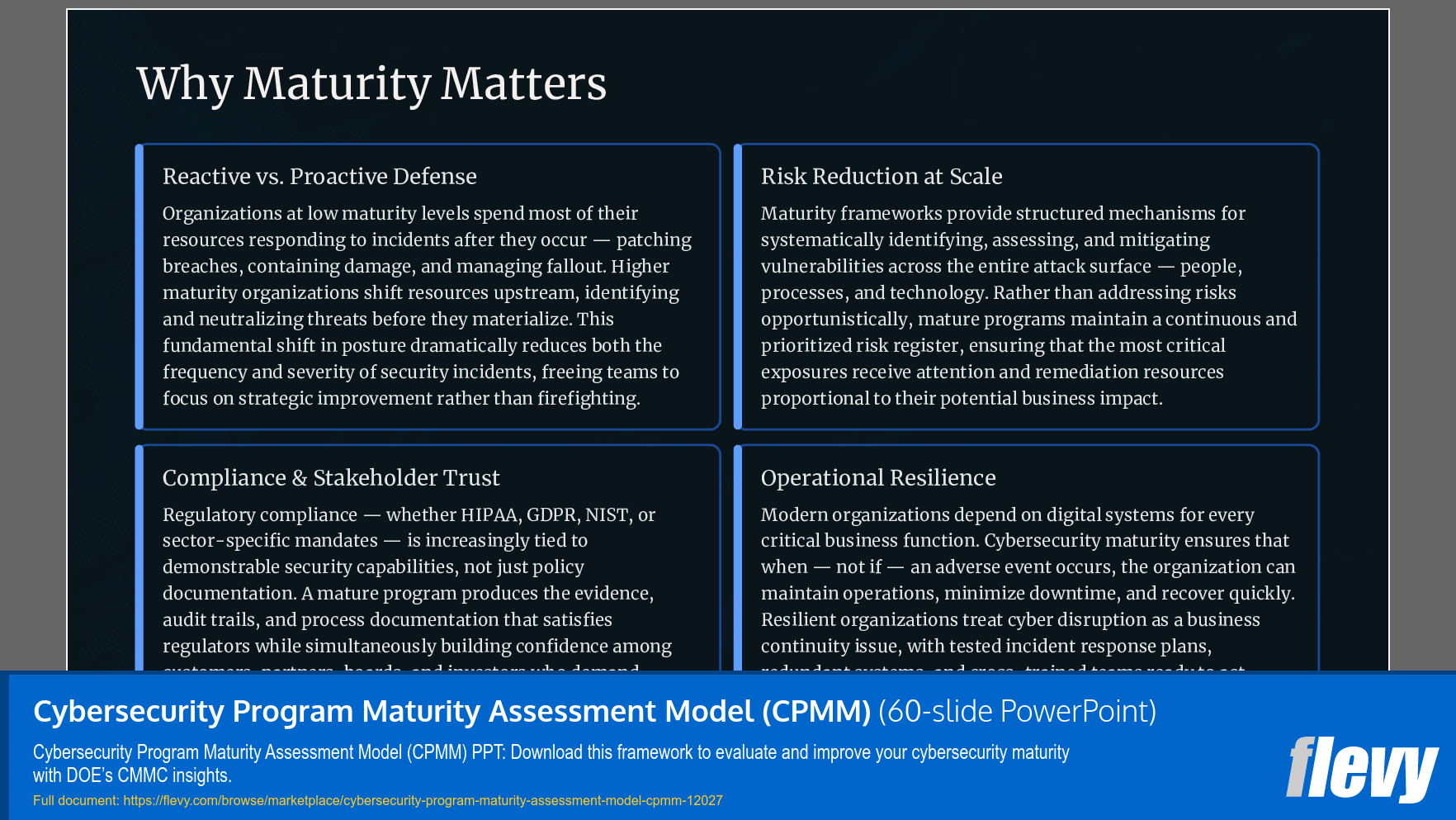 Cybersecurity Program Maturity Assessment Model (CPMM) (60-slide PPT PowerPoint presentation template (PPTX)) Preview Image