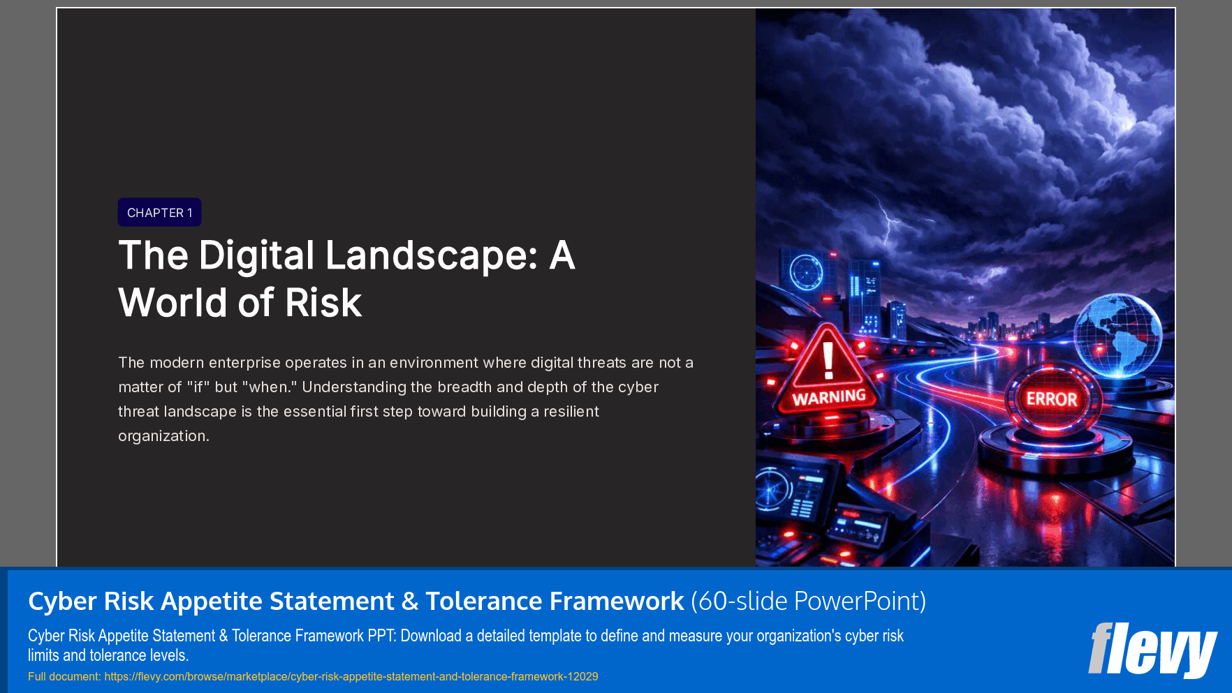 Cyber Risk Appetite Statement & Tolerance Framework (60-slide PPT PowerPoint presentation template (PPTX)) Preview Image